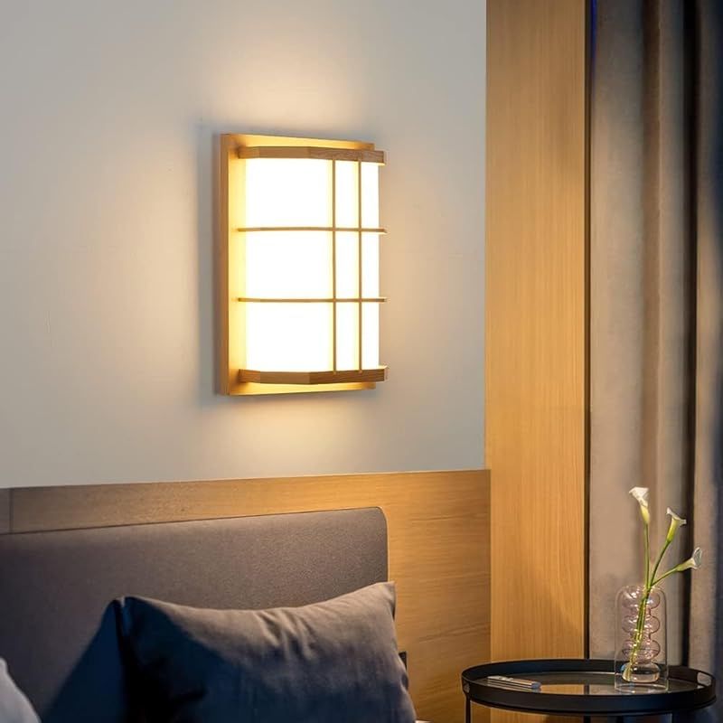 壁ランプ日本式照明器具 100-250 V適用14 W LEDパッチ中性光原木色