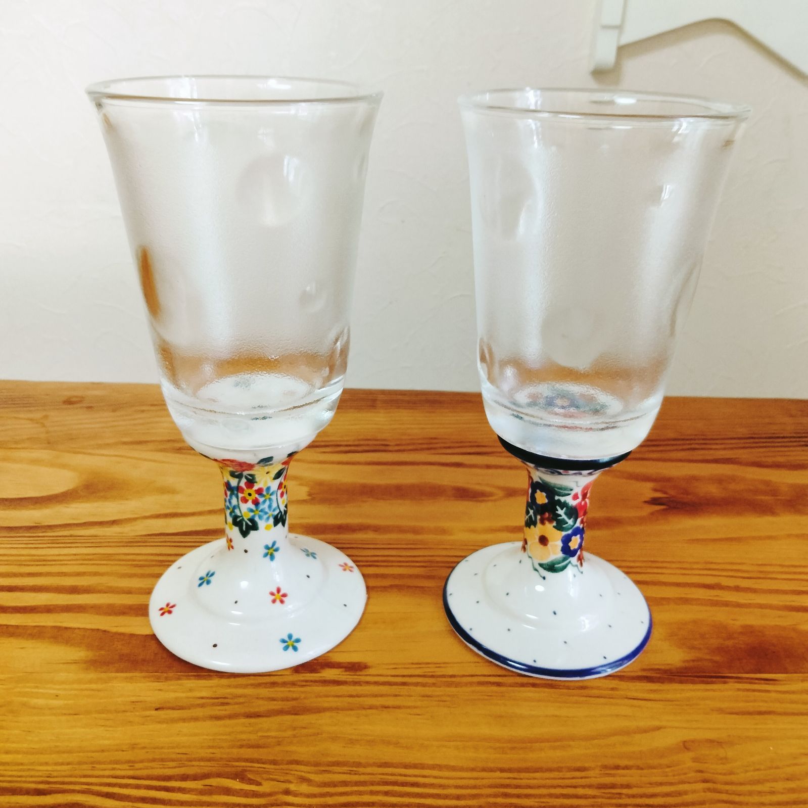 新品?正規品 脚付きグラス ドット柄すりガラス B126 ポーランド食器 