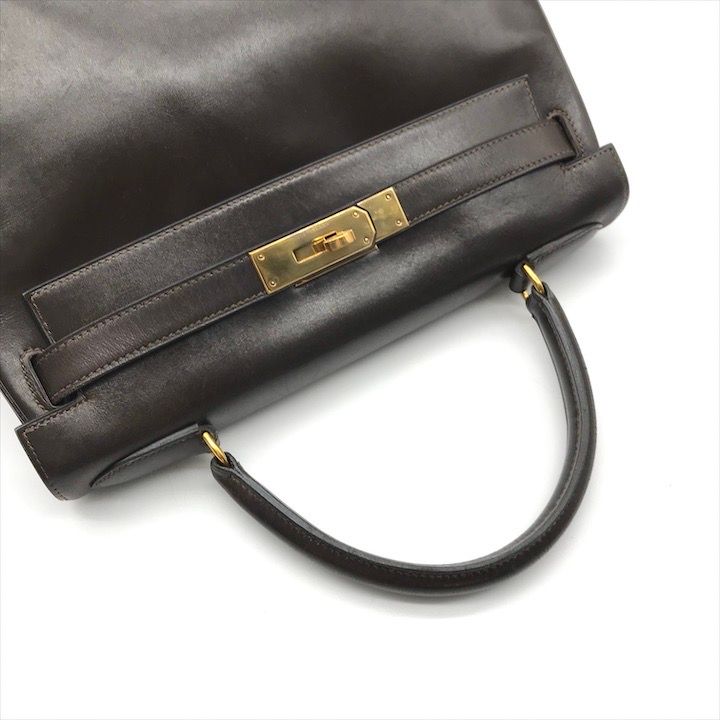 エルメス❣️ケリーバッグ用❣️ボックス！美品 エルメス HERMES ケリー28 外縫い 〇X刻印 ブラック/GD金具