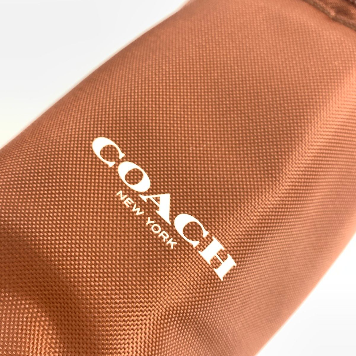 COACH コーチ ペットボトルホルダー ロゴ/ナイロン/ブラウン/箱