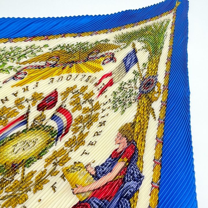 美品【HERMES】 エルメス フランス革命記念 プリーツスカーフ カレ 