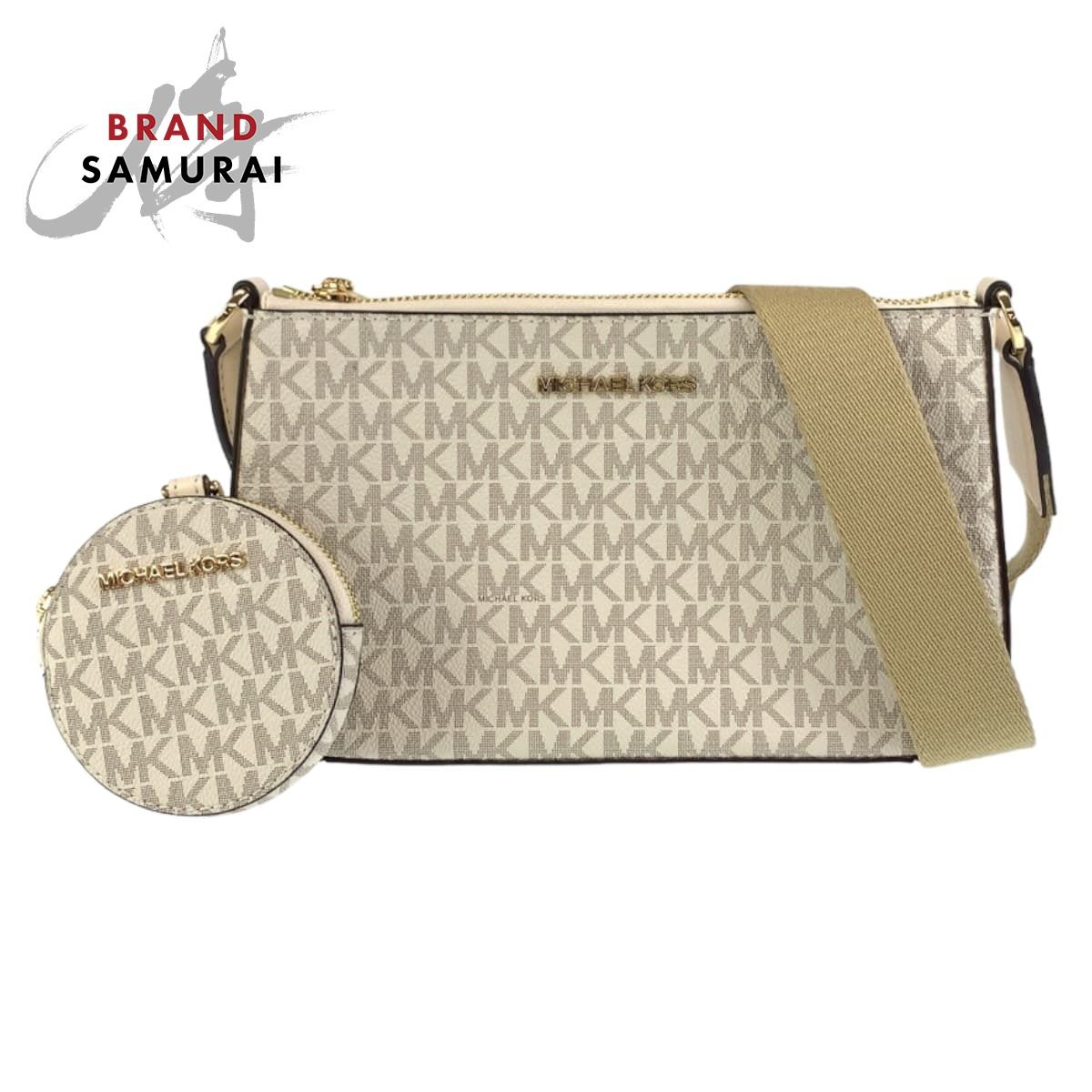 超美品 Michael Kors マイケルコース ホワイト ゴールド金具 レザー 