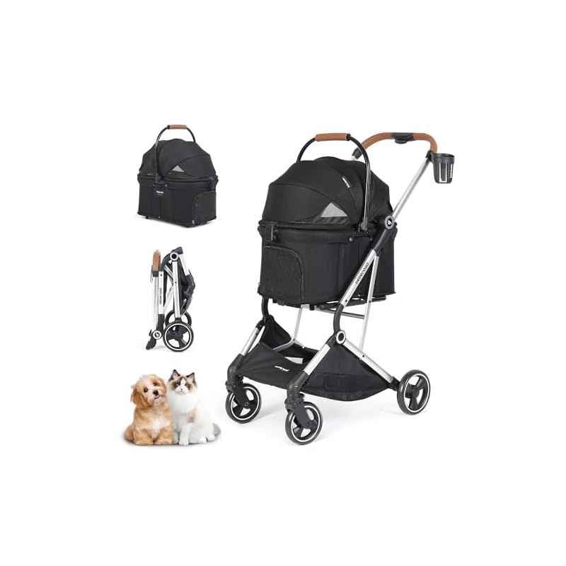 BEBEROAD PETS T3PRO ペットカート ペットカート 分離型 小型犬 折りたたみ 4輪 前輪360°回転 犬用バギー 犬用ベビーカー 多頭用 小型犬 中型犬 ペット キャリーカート いぬ用カートワンタッチ 折りたたみ 後輪ブレーキ付 多機能 1
