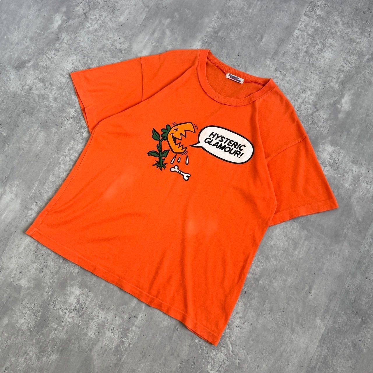 90s HYSTERIC GLAMOUR ヒステリックグラマー 初期 アーカイブ FLOWER プリント S|S TEE オレンジ系 Fサイズ
