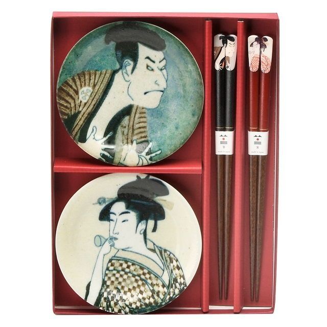 【アーティス】写楽・歌麿　小皿箸揃ペア
