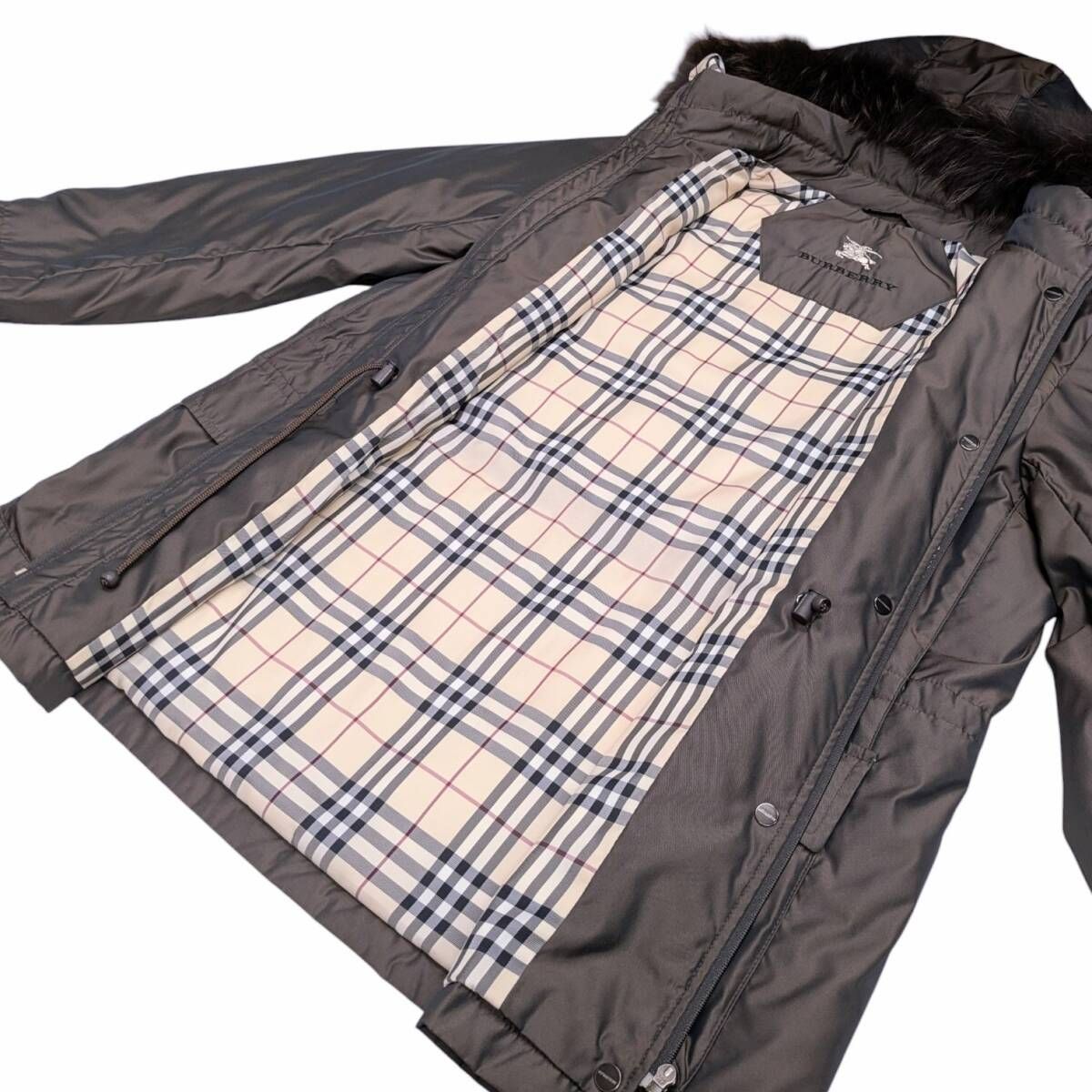 BURBERRY LONDON バーバリー ラクーンファー付ダウンジャケット