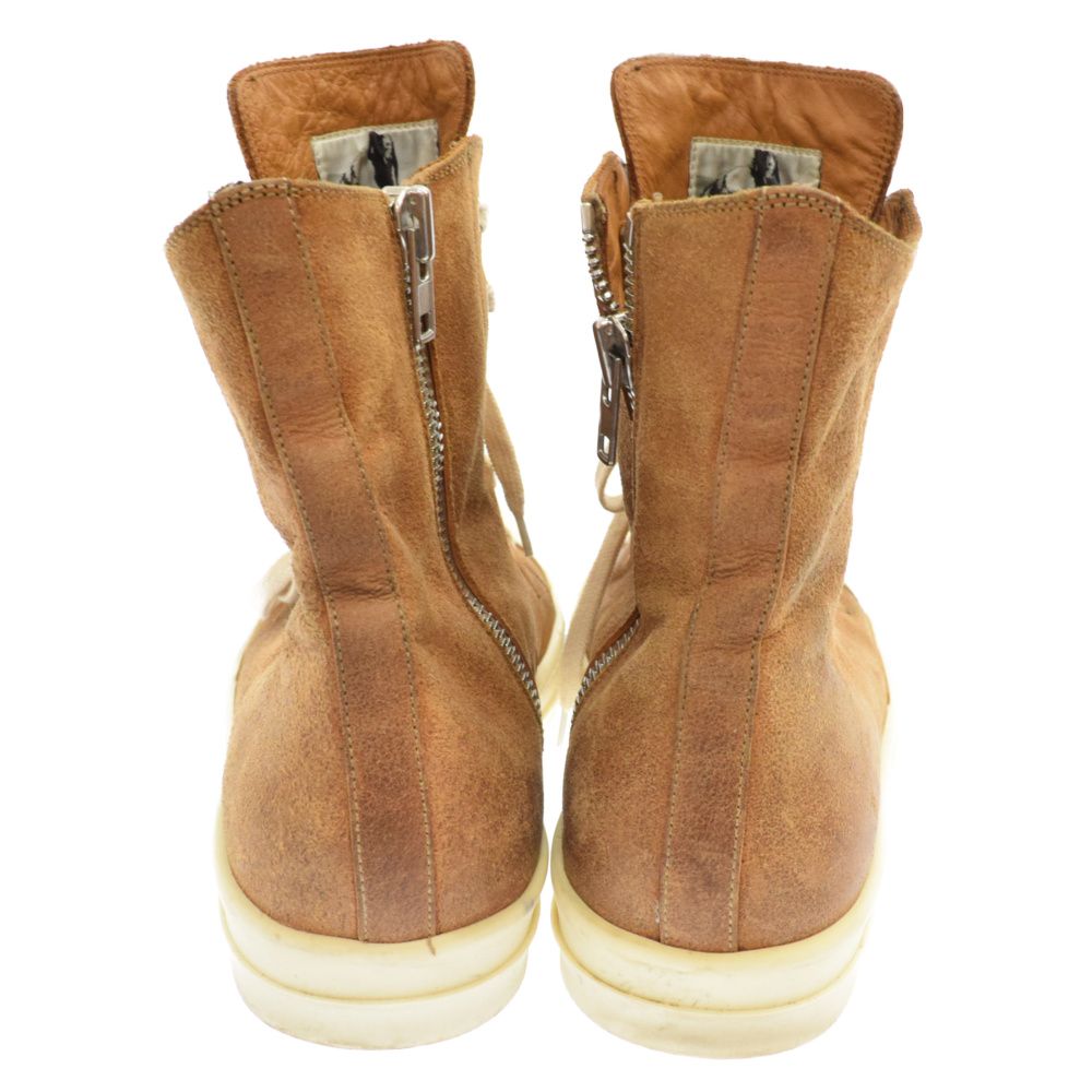 Rick Owens リックオウエンス RAMONES ラモーンズ スウェードレザーハイカットスニーカー サイドジップ ブラウン Rick Owens (リックオウエンス) RAMONES ラモーンズ スウェードレザー