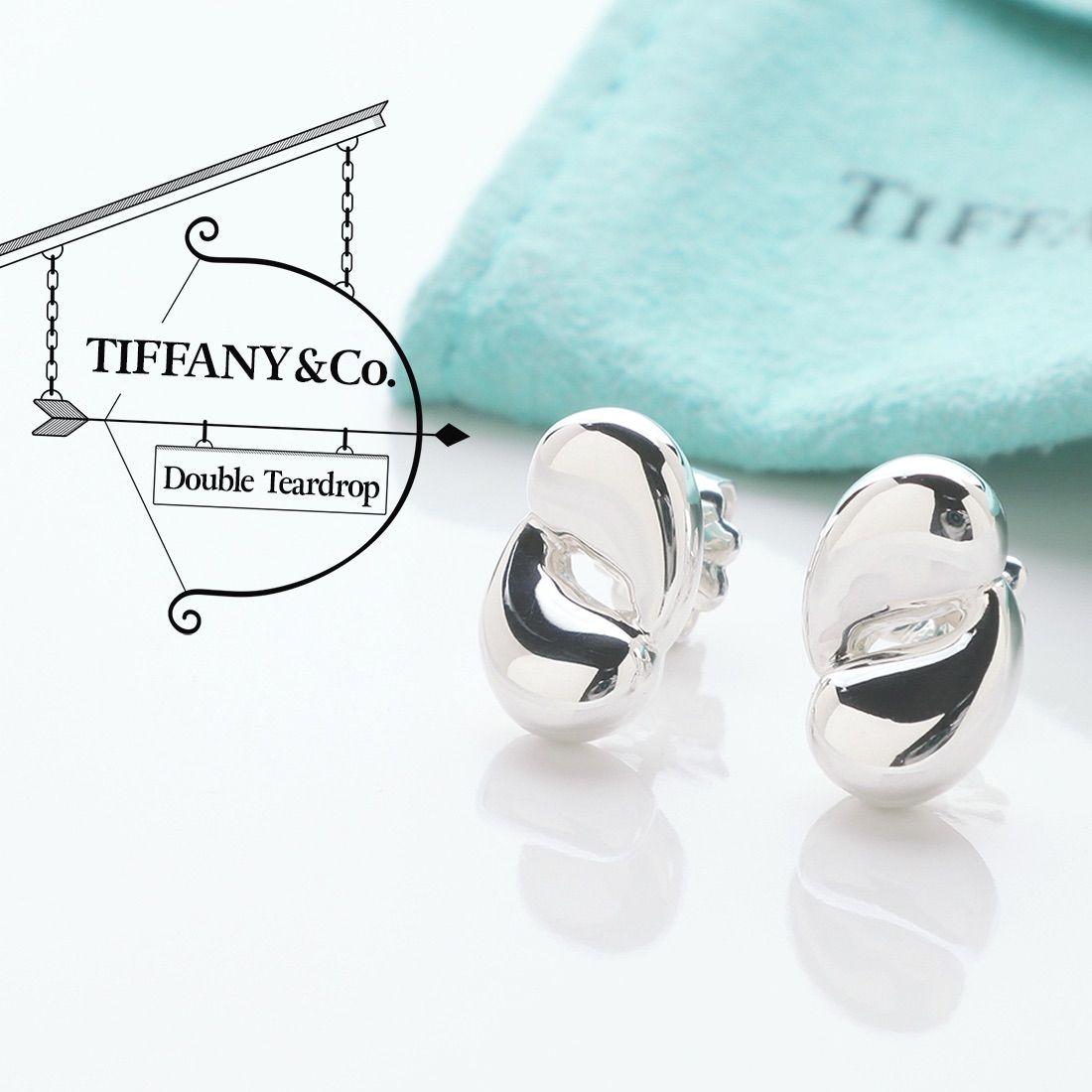 【1本おまけ】Tiffany&Co.925ダブルティアドロップピアス