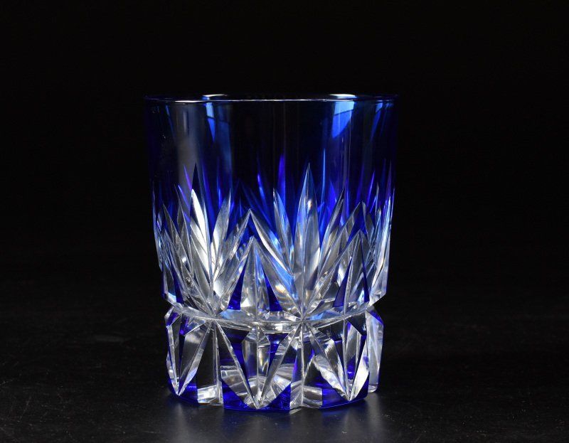 蔵A2395e HOYA ホヤクリスタル 色被せ切子 最 ロックグラス rystal glass Tumblr Collection