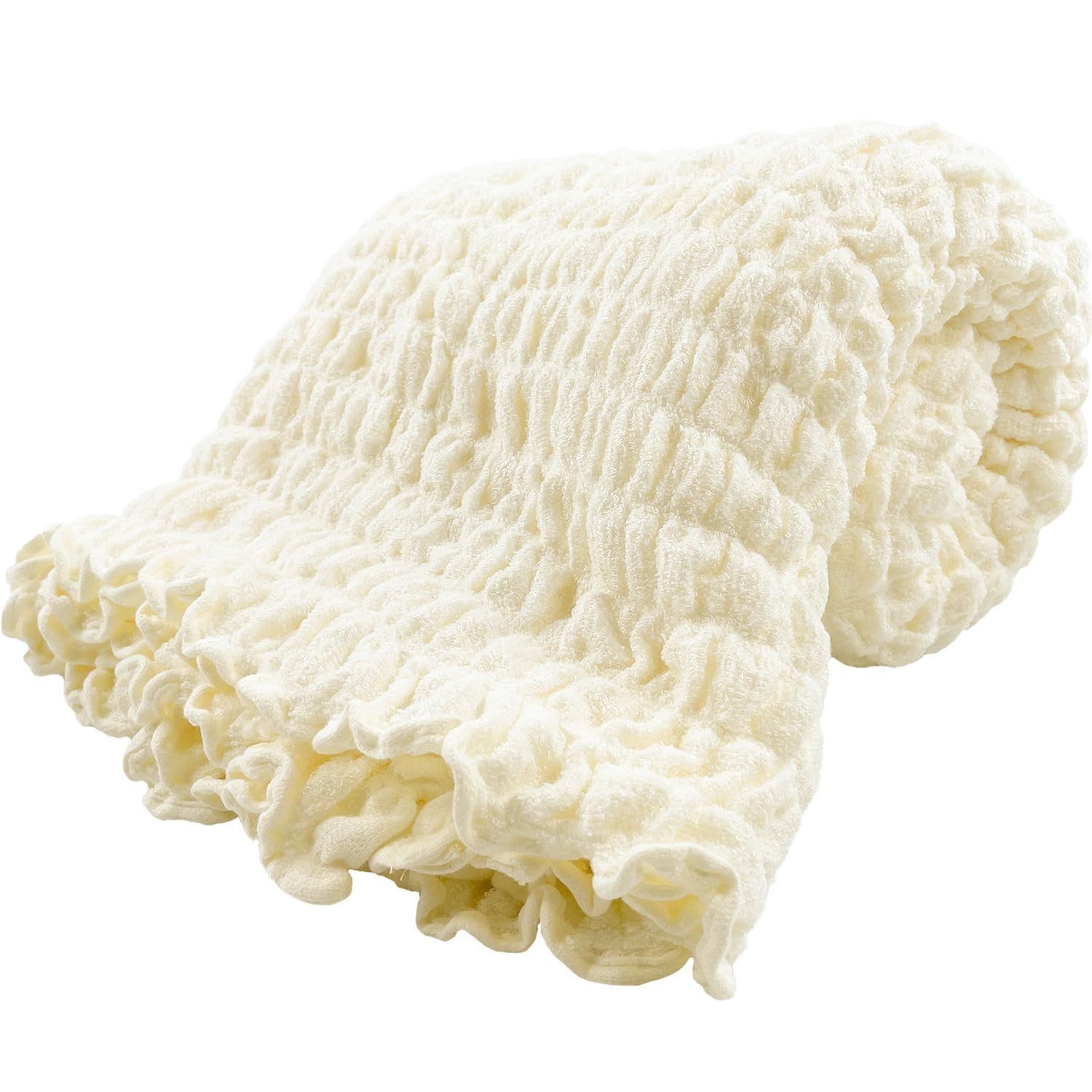 やわらか くしゅくしゅ Fresh タオルケット シングル アイボリー 140 190 cm シンプルフレッシュ Simple レーヨンとしわ加工でやさしい肌ざわり 春 夏 秋用