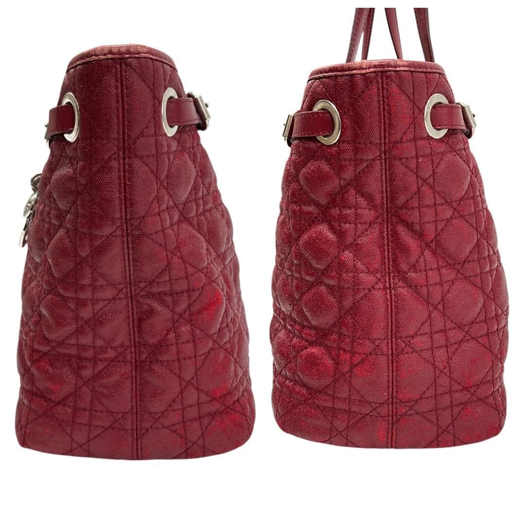 希少 Dior ディオール トートバッグ カナージュ パナレア Gカード付 赤 Dior ディオール パナレア カナージュ トートバッグ レッド/SV