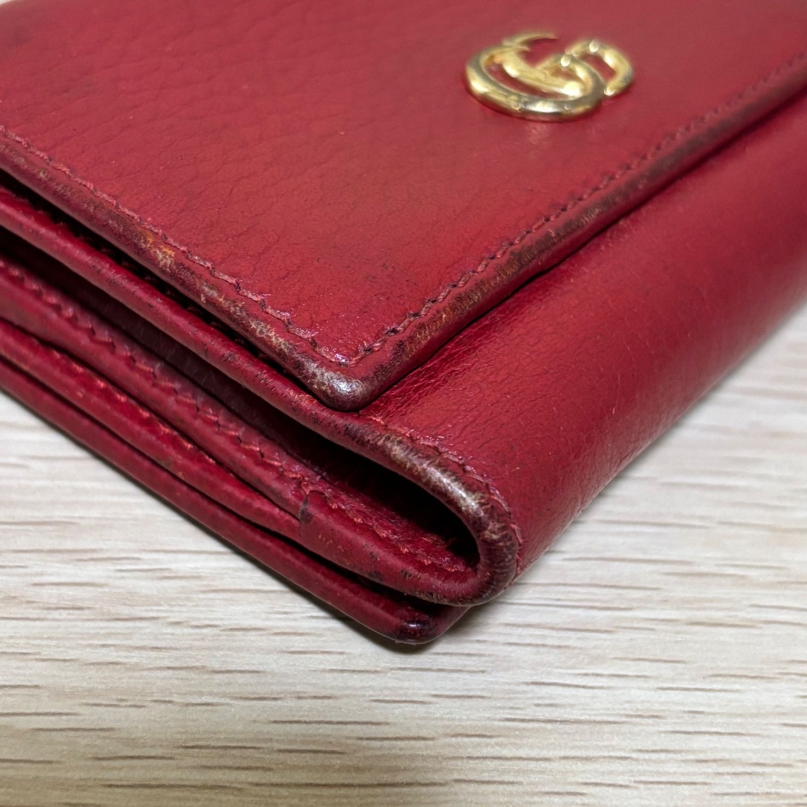 ☆GUCCI グッチ GG 3つ折財布 財布 レザー レッド 赤 171746 534563