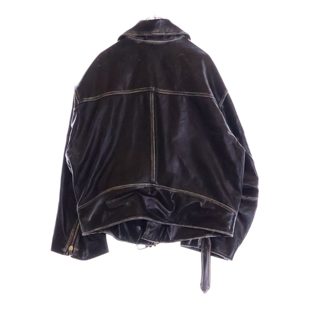 DISCOVERED ダメージ加工 ブラック ダブルライダースジャケット DISCOVERED (ディスカバード) 24AW ダメージ加工 オーバーサイズ