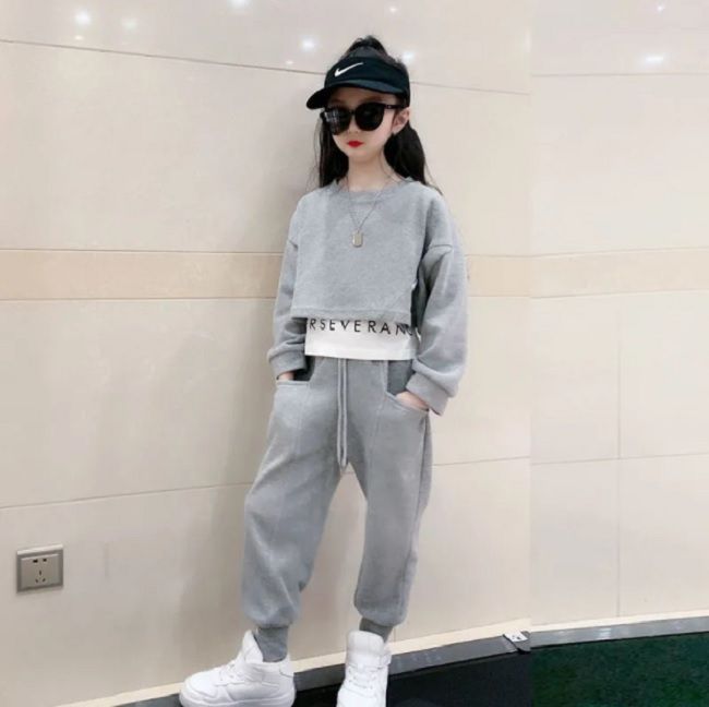 セットアップ スウェット パンツ ２点セット グレー 130-150 韓国子供服