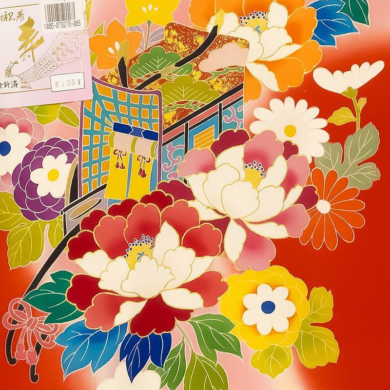 記念感謝祭☆手描き美術染、本金特撰染、新品正絹産着（お祝着）純古典 