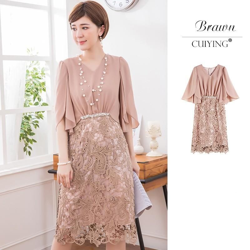 【爆買】ワンピース レデイース 40代 膝丈 ドレス 袖あり レース ドルマンスリーブ 二次会 服装 演奏会 入園式 母親 上品 きれいめ cy88262 ワンピース レデイース 40代 膝丈 ドレス 袖あり レース ドルマン