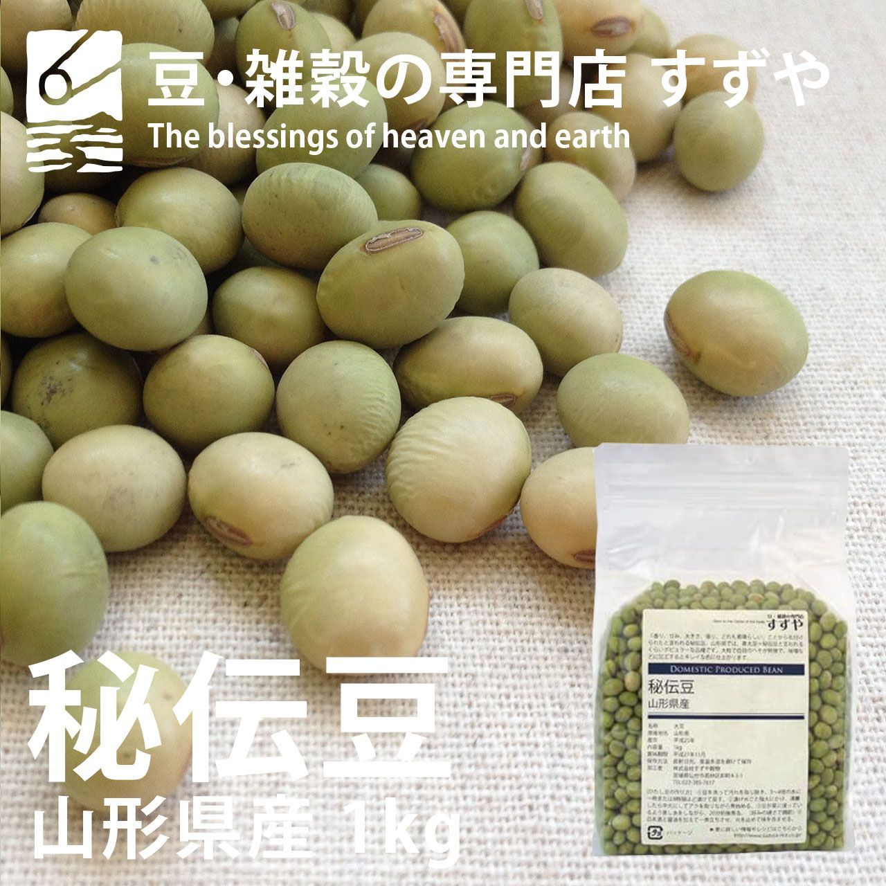 秘伝豆(青大豆) 1kg 山形県産 2024年産 令和6年産 チャック有り