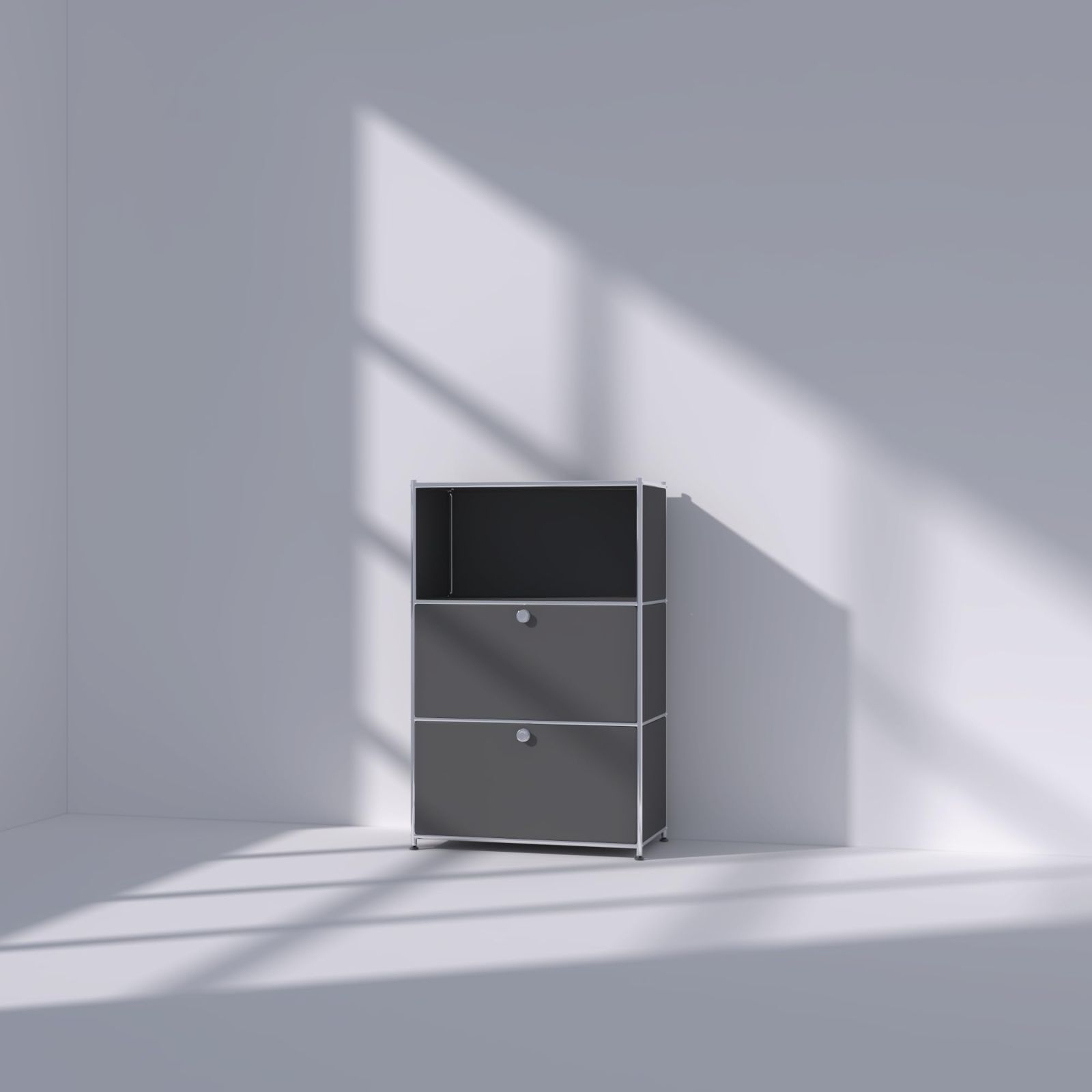 在庫処分 Simplink 金属シェルフ 2 フラップドア付き フラップドア付き多目的メタルシェルフ - 家庭 オフィス キッチン 寝室の収納に最適 - 頑丈で耐久性のあるデザイン グレー