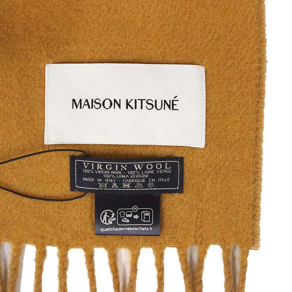 メゾンキツネ MAISON KITSUNE マフラー FOX HEAD PATCH SCARF ストール イタリア製 GOLDEN BROWN CARAMEL ゴールデンブラウン キャメル ブランド おしゃれ 記念 プレゼント ギフト