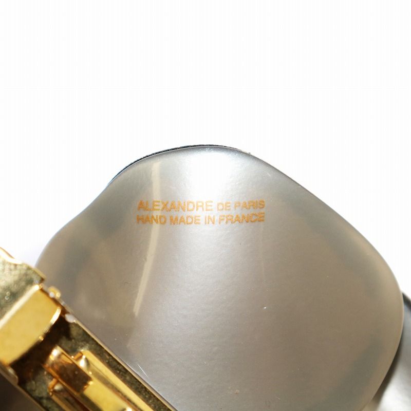 アレクサンドルドゥパリ Alexandre De Paris バレッタ ヘアアクセサリー 髪飾り フラワーモチーフ ファー グレー シルバー色  /AN32