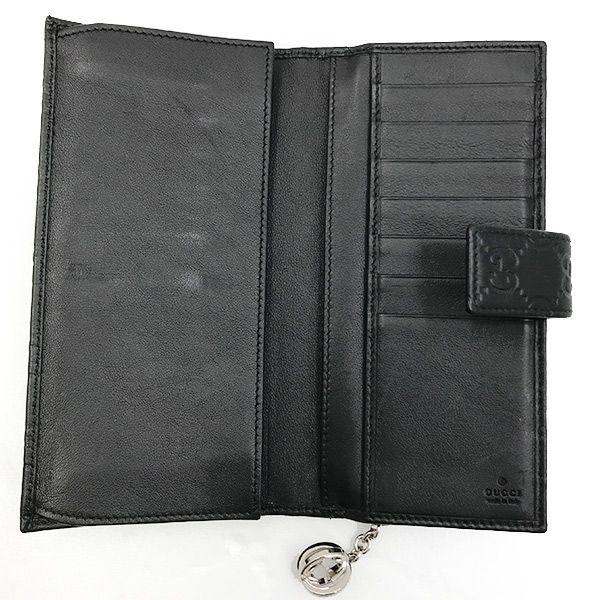 美品 GUCCI グッチ シマ 長財布 財布 ウォレット Gチャーム ブラック