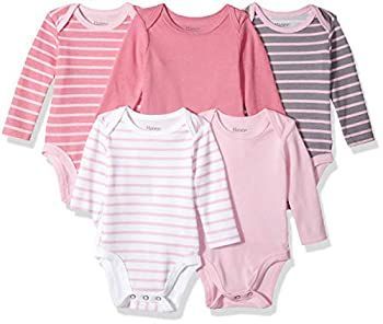 ヘインズ Hanes Ultimate Baby Flexy 長袖ボディスーツ 5枚パック US サイズ 18-24 Months ピンク