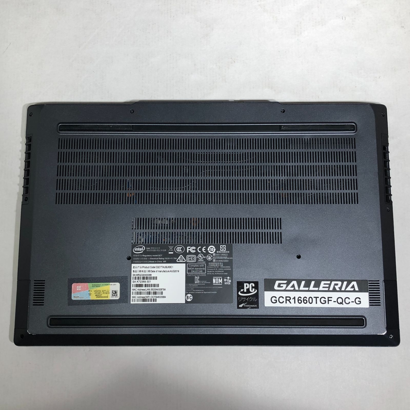 Galleria GCR1660TGF ジャンク Galleria GCR1660TGF ジャンク