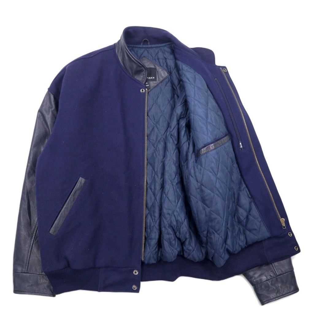 TRIMARK レザー 切替 スタジャン L ブラック レザー キルティング Vintage 90s Varsity Jacket Made in Canada Trimark レザー 切替