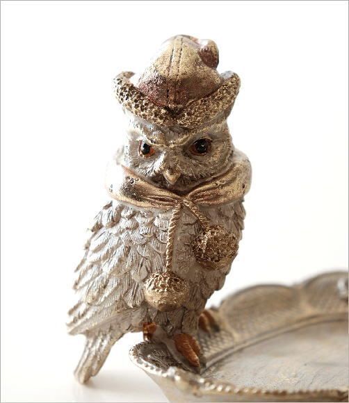フクロウ 置物 木製 アンティーク レトロ ハリーポッターのよう 【公式