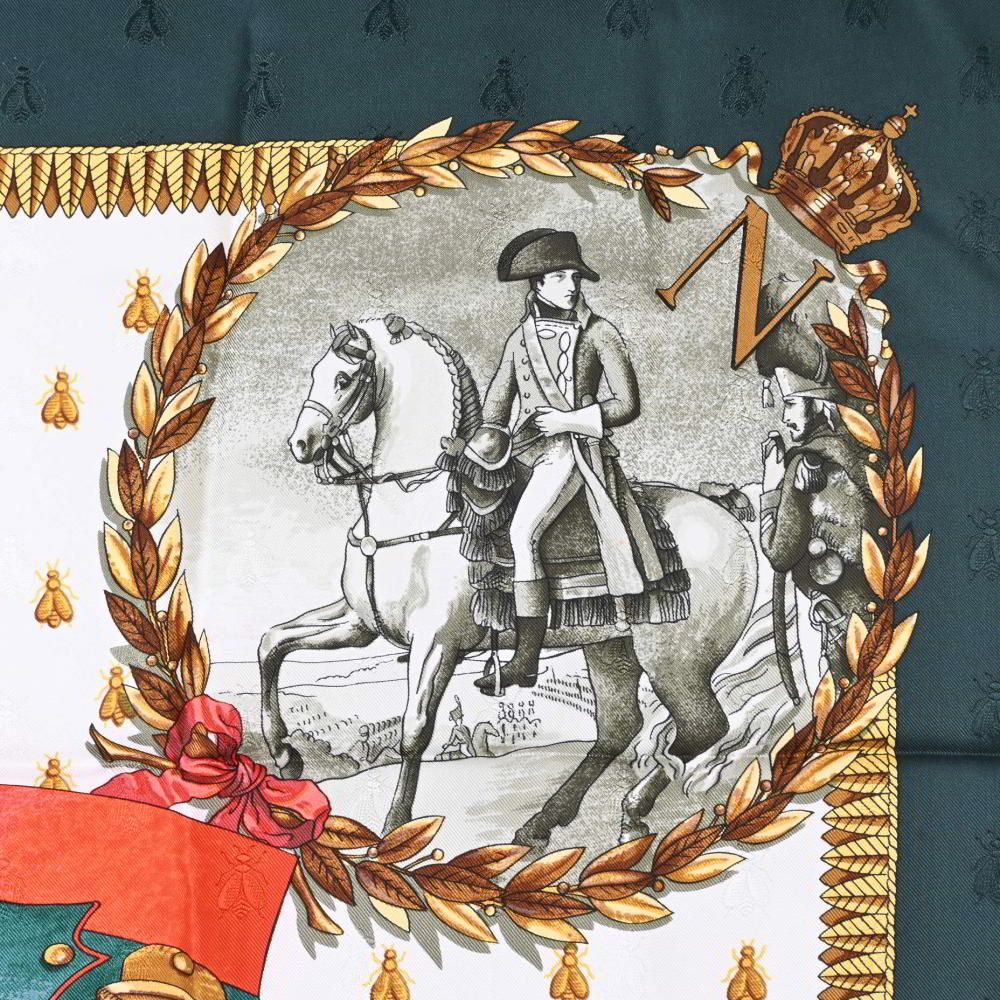 HERMES ナポレオン シルク カレ 90 スカーフ 90 ホワイト