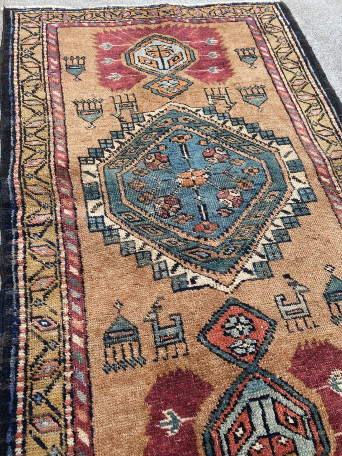 ビンテージ アフガニスタントライバルラグ / トルコ ペルシャ絨毯 