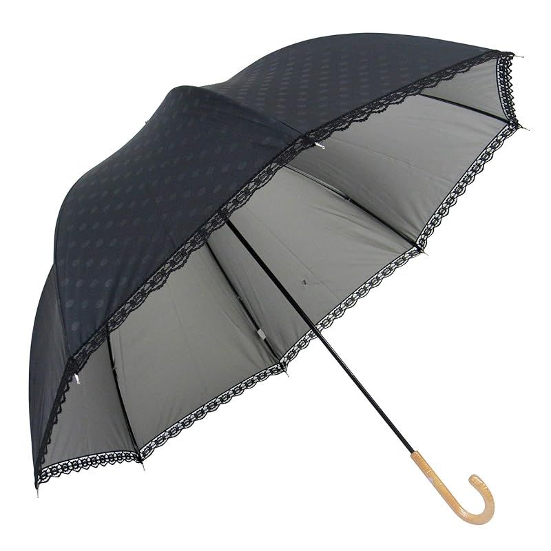 Lサイズ 晴雨兼用 日傘 UVカット 紫外線遮蔽率99％ 生地裏シルバーコーティング 小花と猫柄 かわいいドーム型（深張仕様） 60cm 手