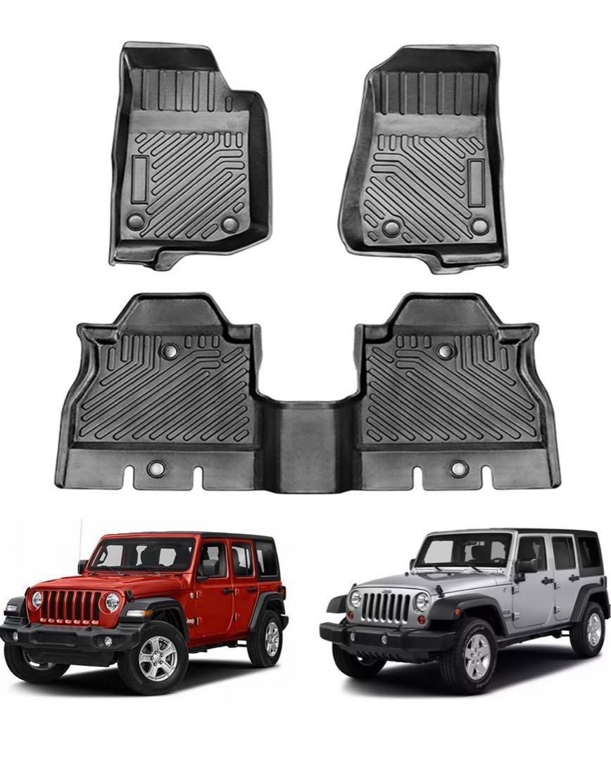 ジープラングラーJK JL2007-2023用3フロアマットカーマットTPE材質 