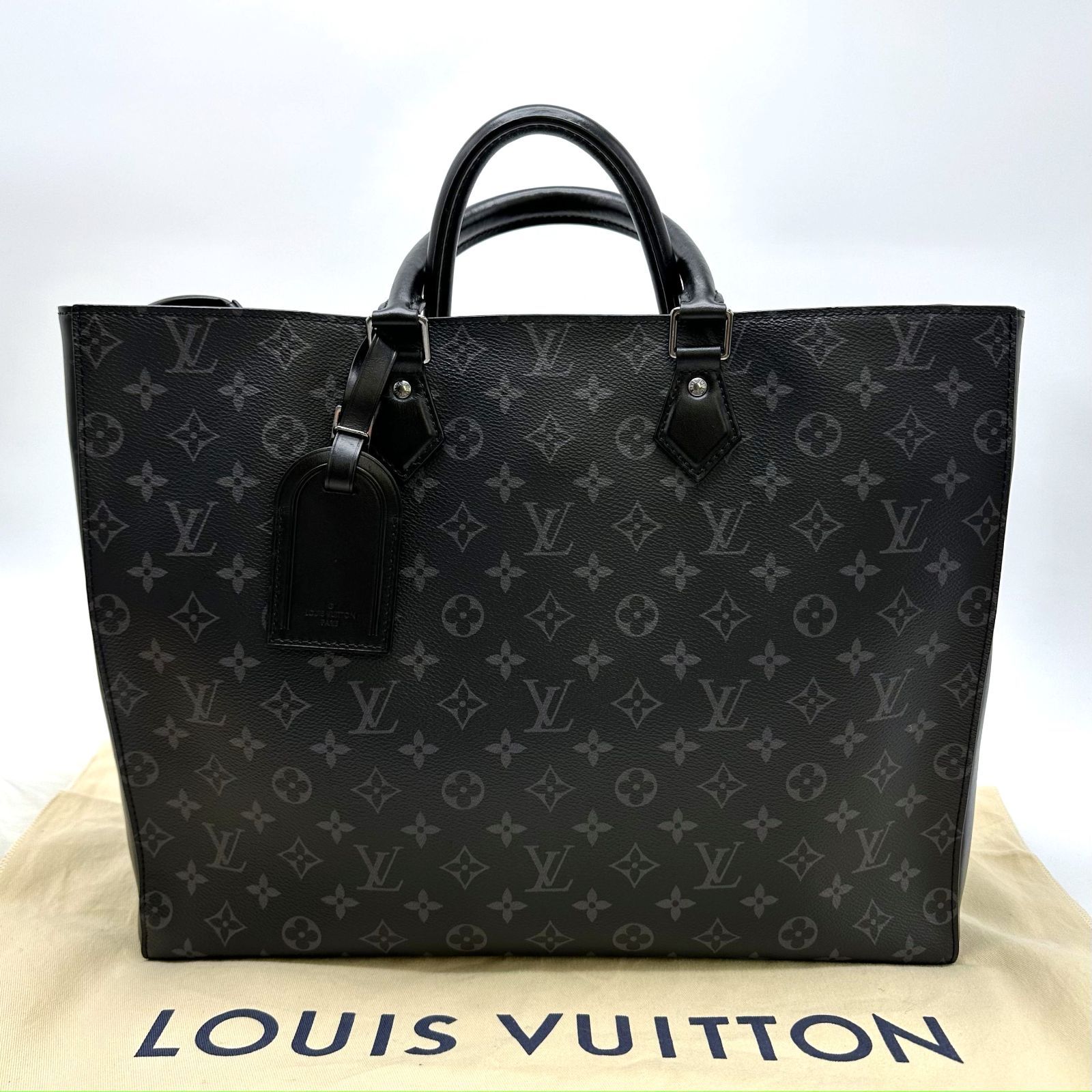 LOUIS VUITTON ルイヴィトン グランサック M44733 モノグラム エクリプス 黒 ハンドバッグ メンズ トートバッグ  ポーチ付き【中古】【美品】 - メルカリ