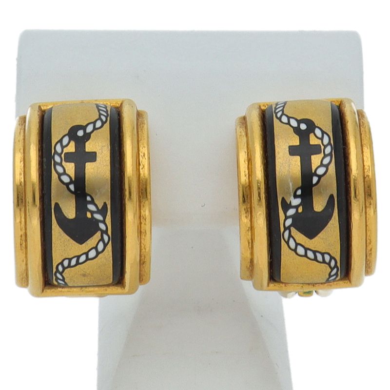 エルメス エマイユ 七宝焼き イヤリング ゴールド レッド マルチカラー メッキ レディース HERMES エルメス エマイユ 七宝焼き イヤリング ゴールド レッド メッキ