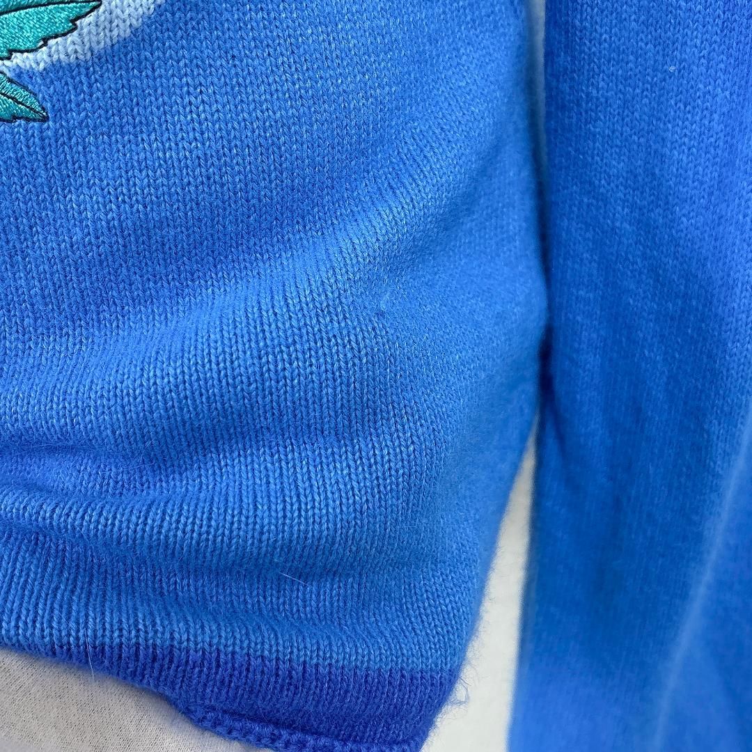 LEONARD 長袖ハイネックニット アンゴラ混 L ブルー ペイズリー柄 本物 LEONARD 長袖ハイネックニット アンゴラ混 L ブルー ペイズリー柄