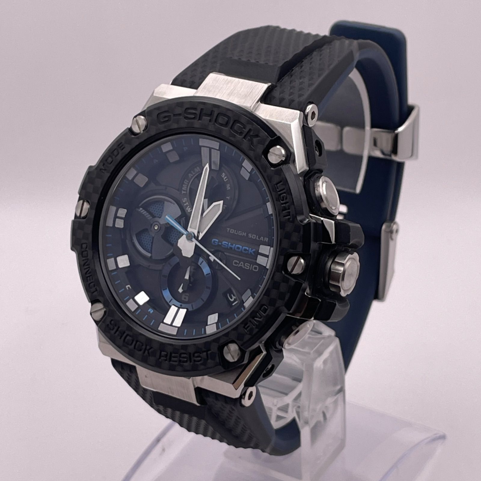 【美品】 G-SHOCK GST-B100 シリーズ　カーボンベゼル電波ソーラ CASIO G-SHOCK G-STEEL GST-B100XA-1AJF ソーラー腕時計カーボンベゼル