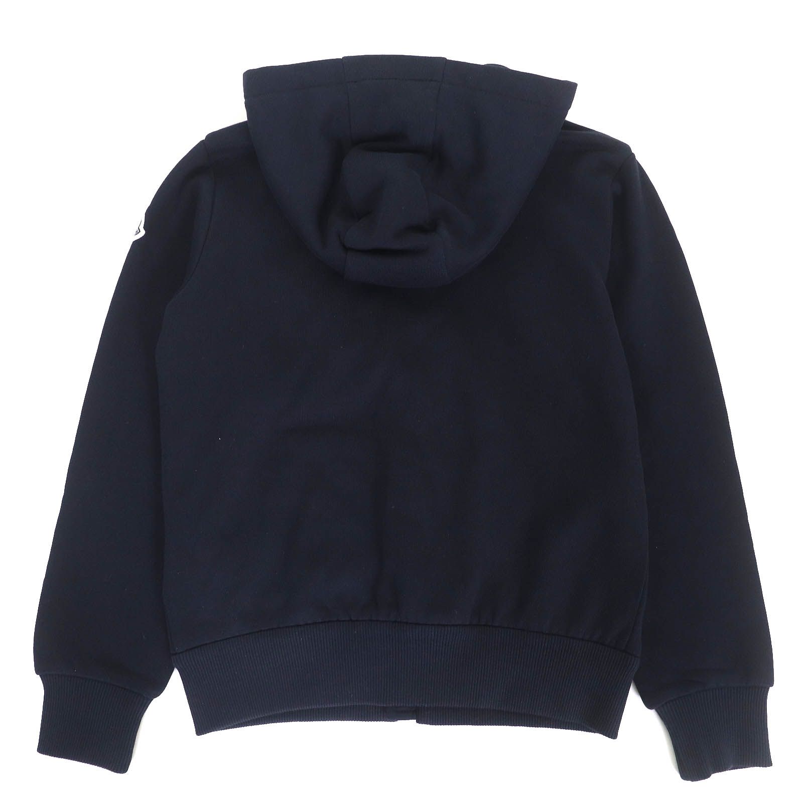 ♥品△MONCLER モンクレール コットン100％ ロゴワッペン スウェット ジップパーカー ジョガーパンツ セットアップ ネイビー ホワイト 10anni 140cm 正規品 キッズ