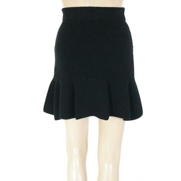 80 OFF エリザベッタフランキ ELISABETTA FRANCHI スカート40 ESK702 Sサイズ ブラック レディース ニットスカート リブ編み 裾フ ミニ丈 イタリア製