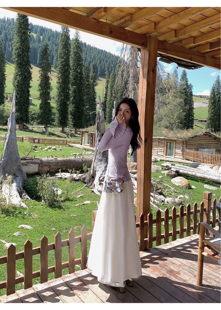 春の上品 ロング花柄レーススカート