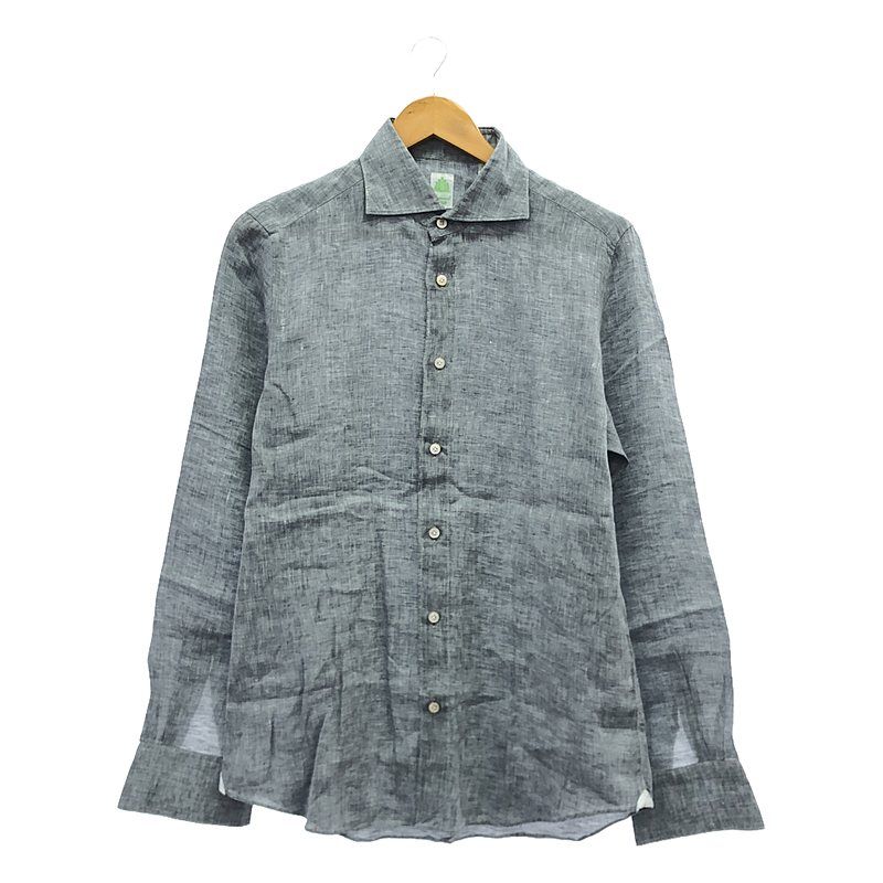 美品】 finamore / フィナモレ | リネン ワイドカラー シャツ | M