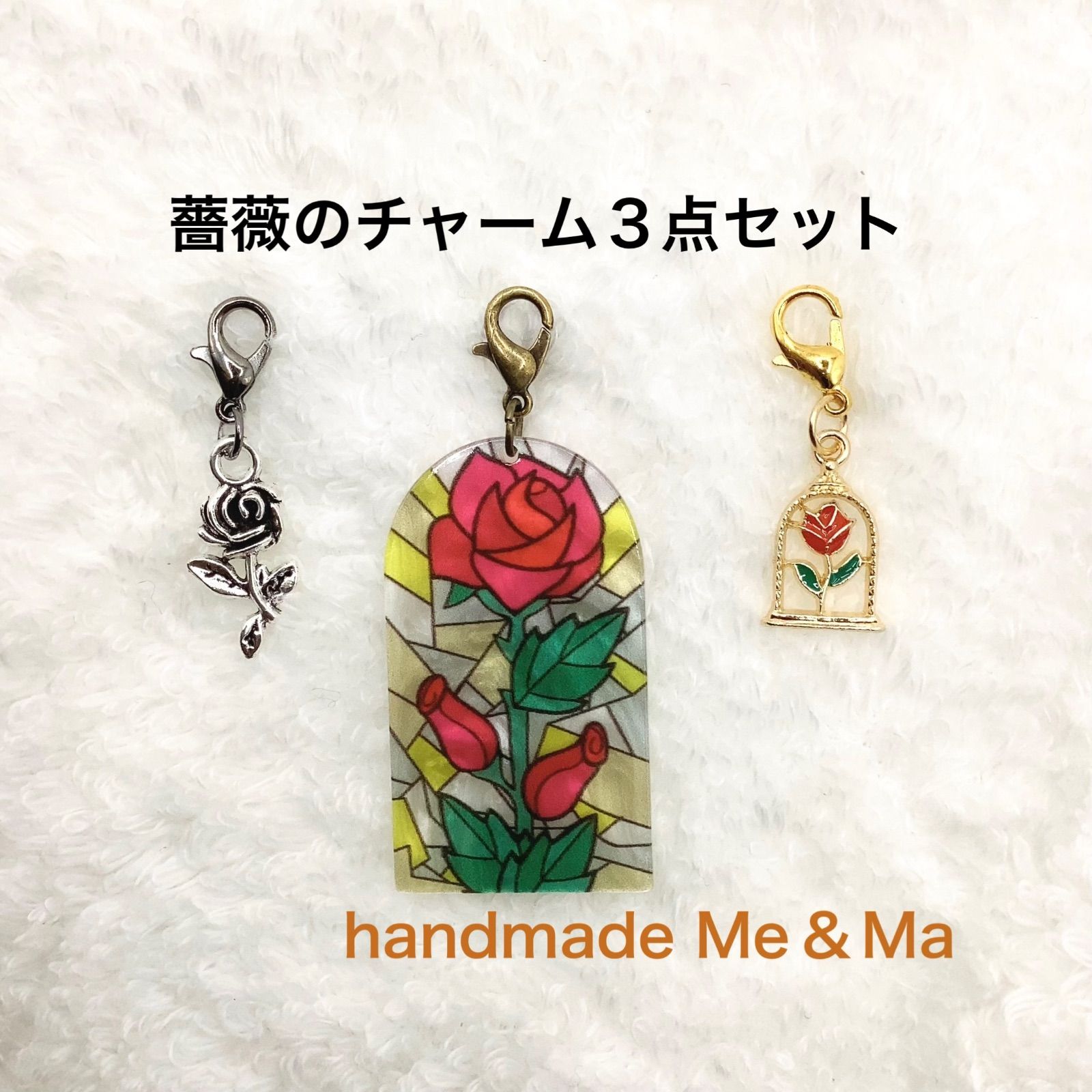 No,321 アンティーク調 薔薇のチャーム3点セット - メルカリ