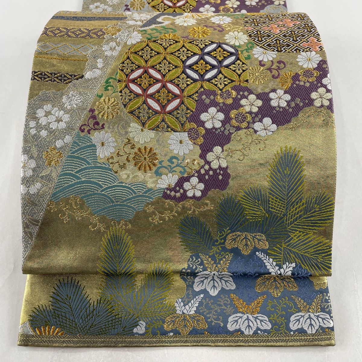 袋帯 美品 秀品 七宝 花菱 金銀糸 箔 灰色 六通 正絹 【中古】 - メルカリ