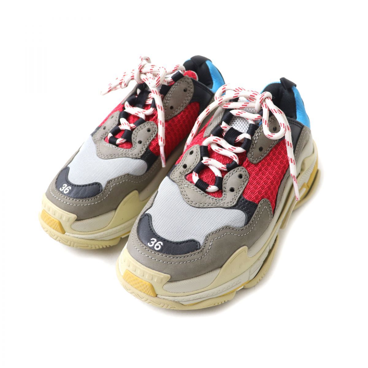 極美品☆BALENCIAGA バレンシアガ 554105 Triple S トリプルS ロゴ刺繍 