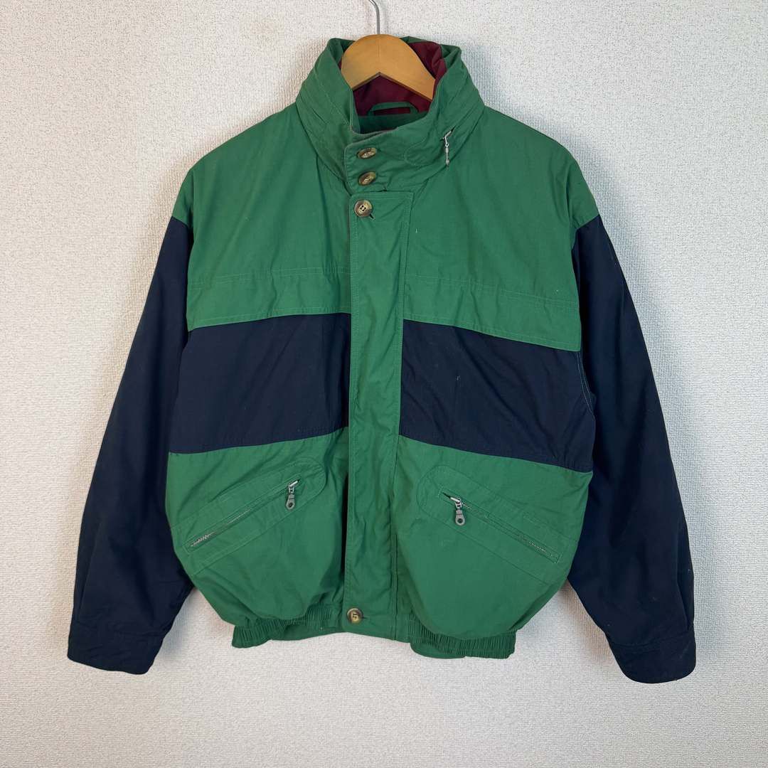 90s ヴィンテージ セーリングジャケット 刺繍ロゴ グリーン × ネイビー