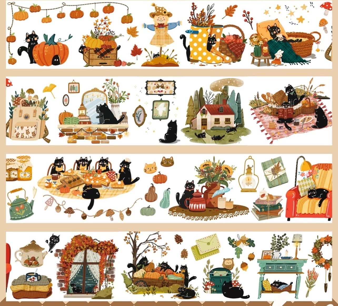 251061 海外マスキングテープ巻き売り 秋日小元素 ねこ アニマル 装飾