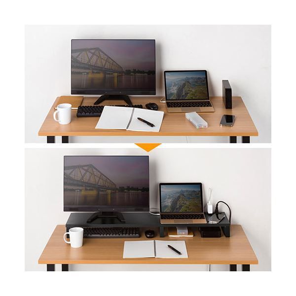 サンワサプライ コンセント付きモニター台 約W1000mm ブラック MR-LC213BK 組立式 WWW_KANDAIZUMI_COM