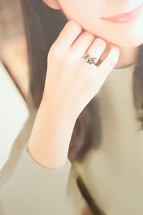 タサキ 田崎真珠 アコヤ真珠 リング ダイヤモンド シェル K18イエロー  