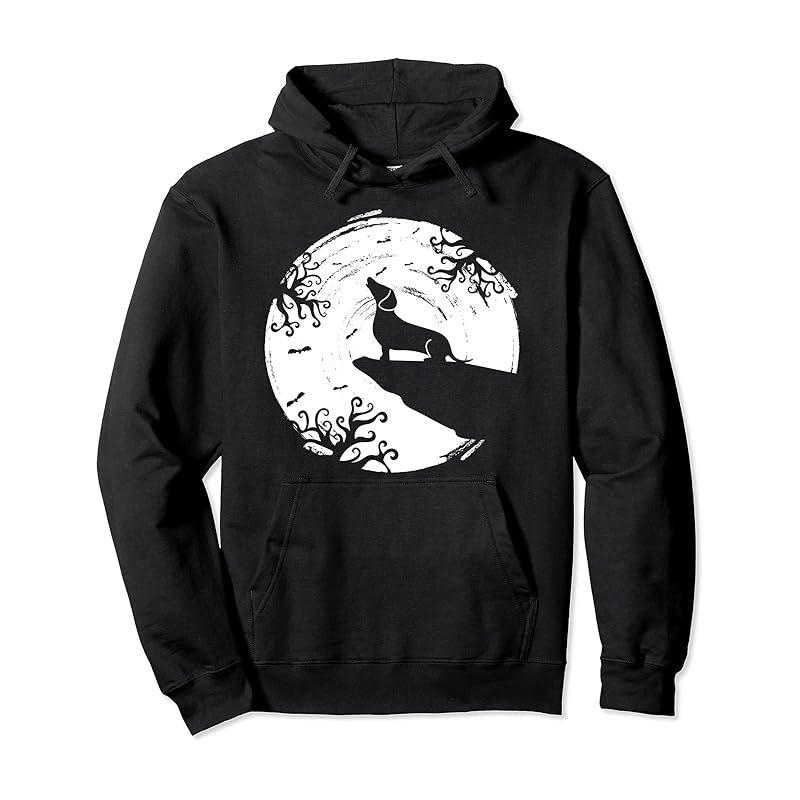 ダックスフントハロウィーン狼男遠吠え満月犬の夜の衣装 パーカー