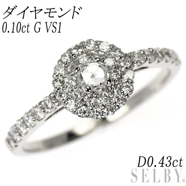 新品 Pt950 ローズカット ダイヤモンド リング 0.10ct G VS1 D0.43ct  